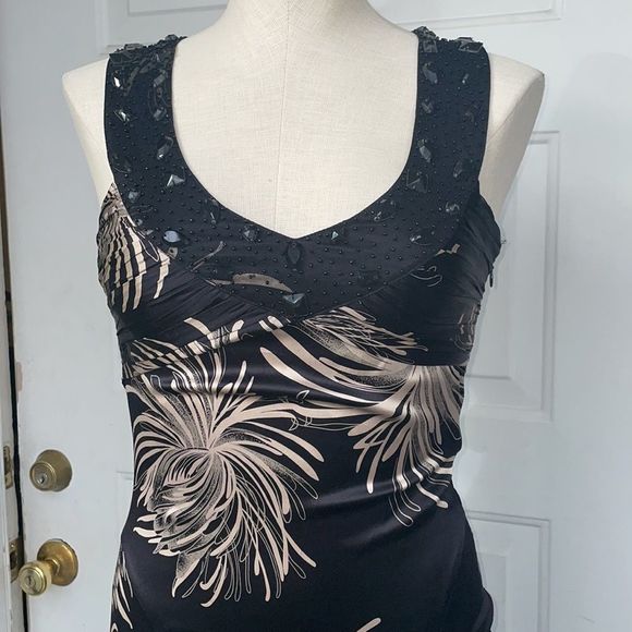 BEBE Women’s Y2K Stretch Silk Cocktail Formal Maxi Dress Gown size XS - Picture 2 of 14